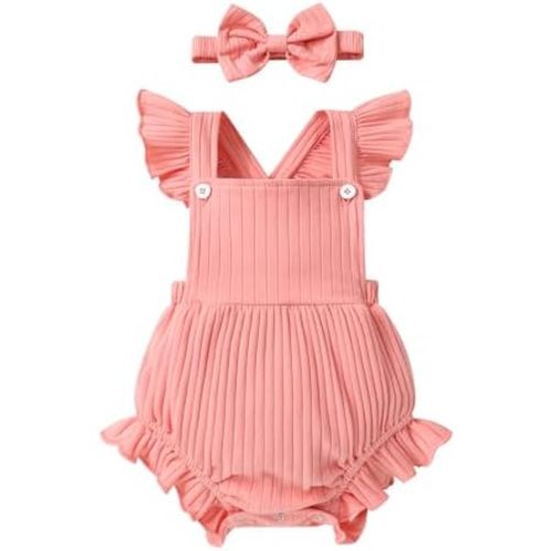 YOUNGER TREE Newborn Baby Girl Clothes Solid Color Ruffle Sleeveless Romper Infant Summer Jumpsuit Outfit