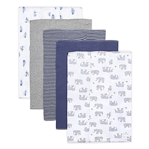 Burt's Bees Baby® 5-Pack Wandering Elephants Organic Cotton Burp Cloths in Heather GreyBurt's Bees Baby® 5-Pack Wandering Elephants Organic Cotton Burp Cloths in Heather Grey