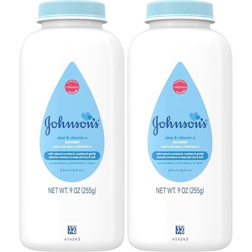 Johnson's Baby Powder for Delicate Skin, Hypoallergenic and Free of Parabens, Phthalates, and Dyes for Baby Skin Care, 1.5 oz (Pack of 2)