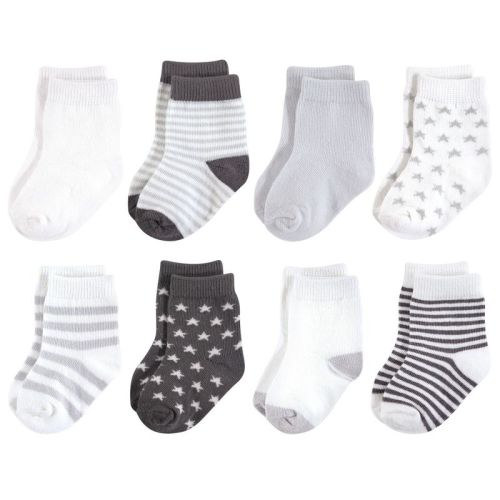 Touched By Nature Baby Unisex Organic Cotton Socks, Charcoal Stars, 0-6 Months
