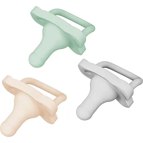 Dr. Brown's HappyPaci 100% Silicone Baby Pacifier, Contoured One-Piece Design, Cool Gray, Green, Ecru, 0-6m, BPA-Free, 3 Pack