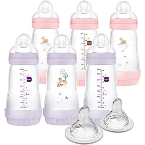 9 oz. Easy Start Matte Deco, 2+ Months, Girl, 6 Pack (with 2X Bonus Fast and Extra Fast Nipples)