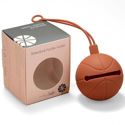 Pacifier Holder Case | Basketball Pacifier Holder | Silicone Pacifier Container | Travel Pacifier Case Holder | Keep Pacifier Clean and Accessible | Food Grade Silicone | Made by Tushi (Brown)