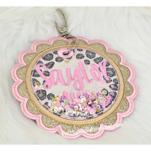 Personalized Fabric bag tag, Name tag, Embroidered name tag, Bookbag name tag, Glitter shaker name tag, Backpack tag, Luggage, Lunch box,