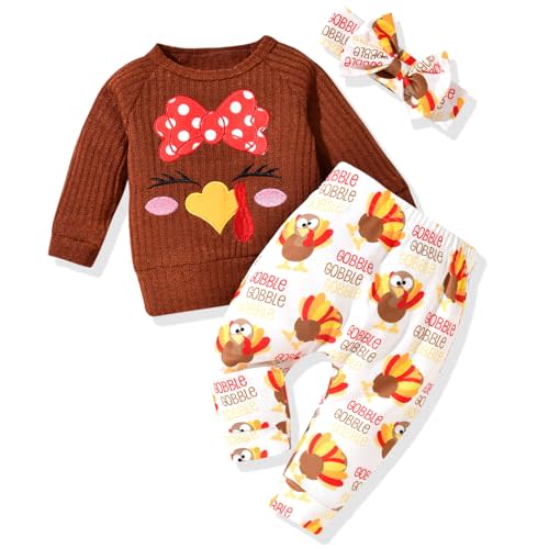 HINTINA Infant Baby Girl Knit Pullover Long Sleeve Sweater Outfits Fall Winter Clothes Clothing Set