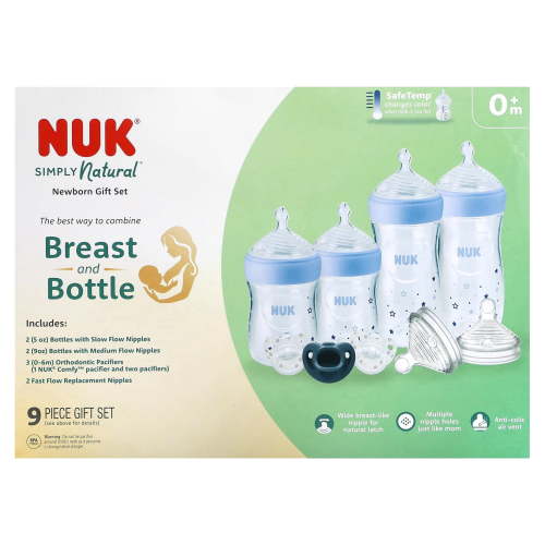 NUK Simply Natural Bottle Gift Set - Blue - 9pc