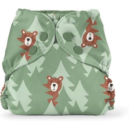 Esembly Cloth Diaper Cover - Reusable Diaper, Waterproof, Breathable - Adjustable Outer Layer Over Absorbent Inner for Blowout Protection - Peek-a-Bear, Size 1 (7-17lbs)