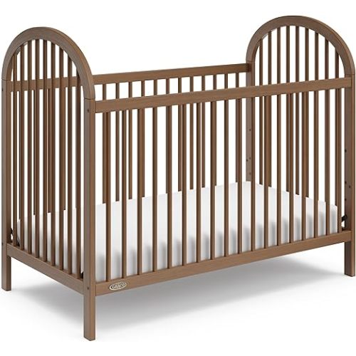 Graco Olivia 3-in-1 Convertible Crib – GREENGUARD Gold Certified, 100% Solid Wood, Fits Standard Baby Crib Mattress, Converts to Toddler Bed and Daybed, 4 Adjustable Mattress Heights (Hazelnut)