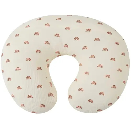 Onacosht Muslin Nursing Pillow Cover Soft 100% Cotton Feeding Pillow Slipcover Fits Standard Infant Nursing Pillow for Boy and Girl, Rainbow Printing