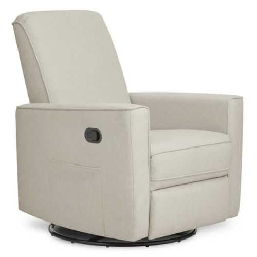 Evolur Raleigh Glider in Light Sand, Upholstered Plush Seating 360° Swivel Glider Rocking Chair, FSC Certified, Greenguard Gold & JPMA Certified Nursery Glider Recliner