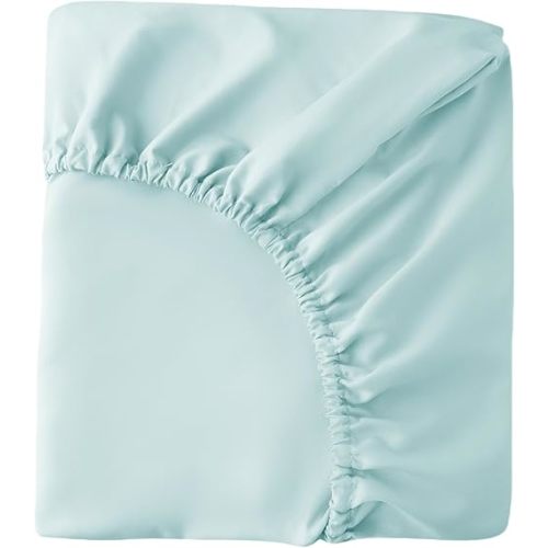 HBHLFZ Crib Sheets for Boys, Girls, 28x52 Inch Fitted Crib Sheet - 8 Inch Deep Pocketed Fixed Sheet - Soft and Comfortable Microfibre - Fits Standard cot and Toddler mattresses, Light Blue