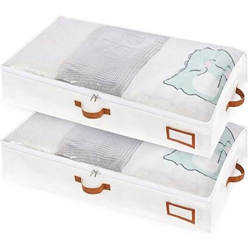 Under Bed Storage Containers, 2 Pack Underbed Storage Box, Closet Organizers and Storage Bins, Foldable Clothes Storage with Handle for Blankets Toy Comforter Sweaters Pillows Sheets(M)