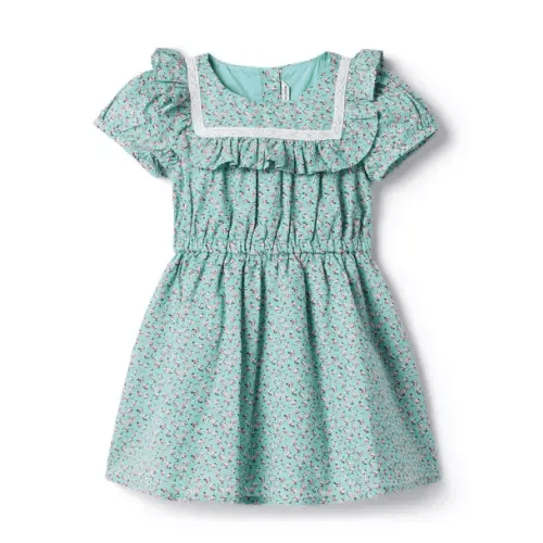Girl Teal Ditsy Floral Ditsy Floral Ruffle Dress by Janie and Jack
