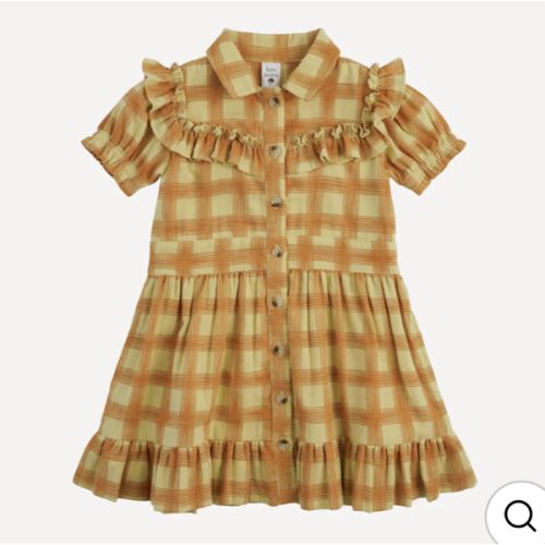 short sleeve goldilocks dress | brown plaid | organic cotton gauze