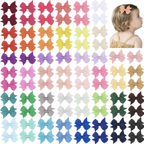 80PCS 2 Inch Baby Hair Bows Clips for Girls Grosgrain Ribbon Fully Lined Infant Hair Clips Accessories for Baby Girls Newborns Toddler in Pairs