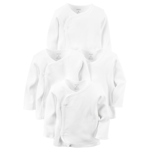 4-Pack Side-Snap Tees - NB - White