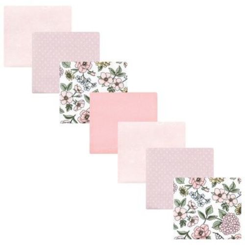 Hudson Baby Infant Girl Cotton Rich Flannel Receiving Blankets Bundle, Vintage Blossom, One Size