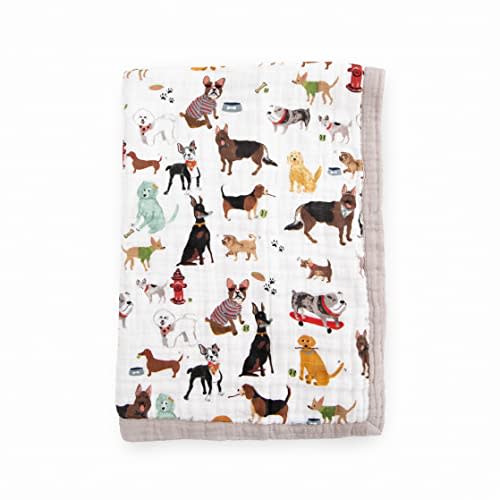 Little Unicorn Newborn Receiving Quilt | Ultra- Soft, Multi-Layered Muslin Fabric | Gift for Newborns & on-The-go (Woof)
