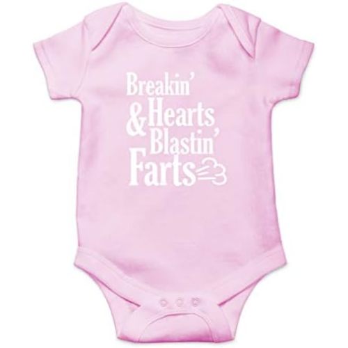 AW Fashions Breakin' Hearts & Blastin' Farts Baby Bodysuit Funny Cute Infant Clothing Baby Wear Apparel
