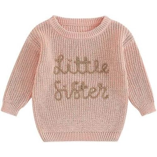 Big Brother Little Brother Matching Outfits Letter Embroidery Knit Sweater Shirt Baby Boy Winter Warm Clothes