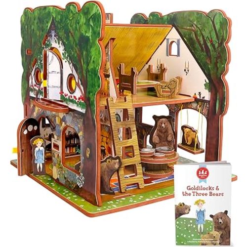 STORYTIME TOYS Goldilocks and The Three Bears 3D Puzzle - Book and Toy Set - 3 in 1 - Book, Build, and Play