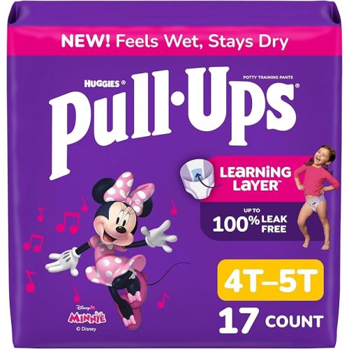 Pull-Ups Girls' Potty Training Pants, Size 4T-5T Training Underwear (38-50 lbs), 17 Count