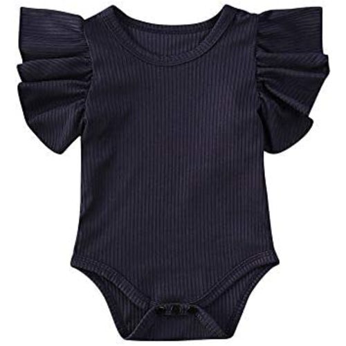 Newborn Infant Baby Girl Solid Ruffle Romper Bodysuit Jumpsuit Casual Clothes One Piece Outfit