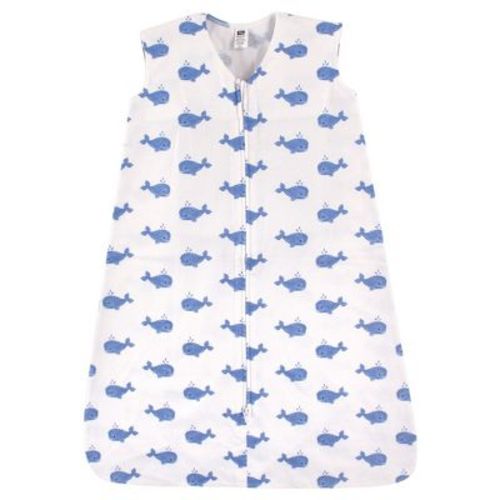 Hudson Baby Infant Boy Cotton Sleeveless Wearable Sleeping Bag, Sack, Blanket, Whale, 6-12 Months