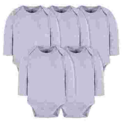 Gerber Baby Unisex Long Sleeve Solid Onesies Multi-Pack Interlock 180 GSM, Grey Heather, 0-3 Months