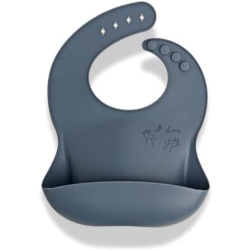 Baby Sign Language Bib, Silicone Bibs with Food Catcher, Silicone Baby Bib with Adjustable Neckband, 6-36 Months