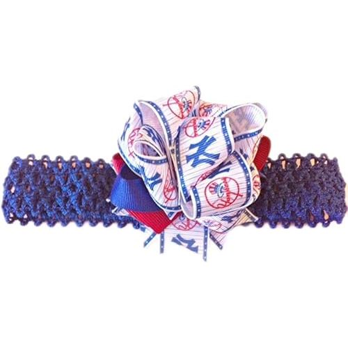 Yankees Baby Girl Boutique Bow Crocheted Headband