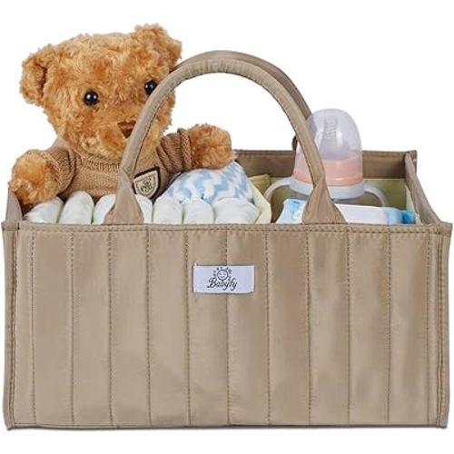 Diaper Caddy Organizer, Stylish Nursery Storage Basket for Newborn Essentials. Perfect Baby Shower Set, Fitting Seamlessly Diaper Stations and must-have for parenting journey (Mocha Brown)