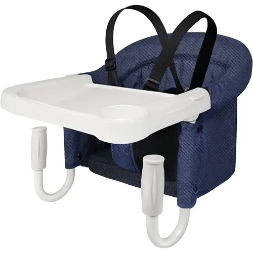 Hook On High Chair, Fast Table Clip-on High Chair, Fold-Flat Storage, Portable Baby Feeding Seat with Dining Tray for Travel Outside