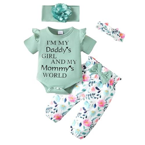 SUNNY PIGGY Newborn Infant Baby Girl Clothes Ruffle Romper Toddler Girl Floral Cotton Pant Sets Girls Clothing Outfit