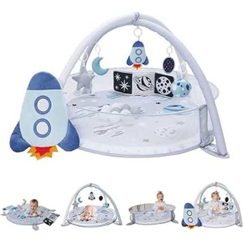 6-in-1 XL Play Mat & Play Gym, Baby Gym, Baby Activity Gym, Sensory Exploration and Motor Skill Development Toys (Space Gray)