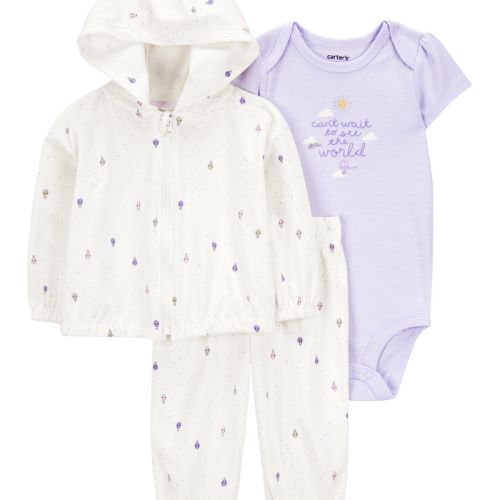 White/Purple Baby 3-Piece Ice Cream Print Little Cardigan Set | Carter’s Oshkosh Canada