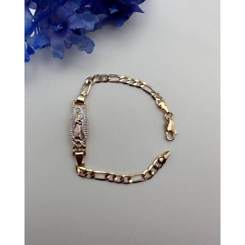 Virgin Bracelet for Kids 14k Gold Dipped tricolor - Pulcera de Vigen para-Niño o Niña Oro Laminado -Gold Plated jewelry