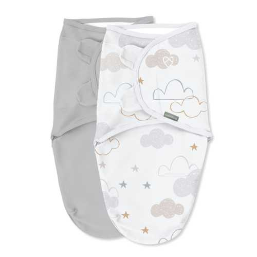 SwaddleMe by Ingenuity Original Swaddle, 0-3 Months, 2-Pack - Space & Clouds