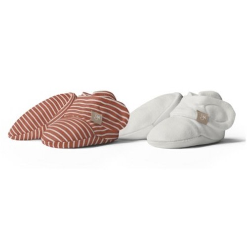 Goumi Stay On 2-Pack Baby Boots - Clay Stripe + Cloud 3-6M