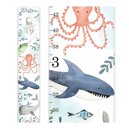 Canvas Growth Chart, Whale Growth Chart, Under the Sea Growth Chart, Personalized Growth Chart, Ocean Nursery, Nautical Nursery Decor