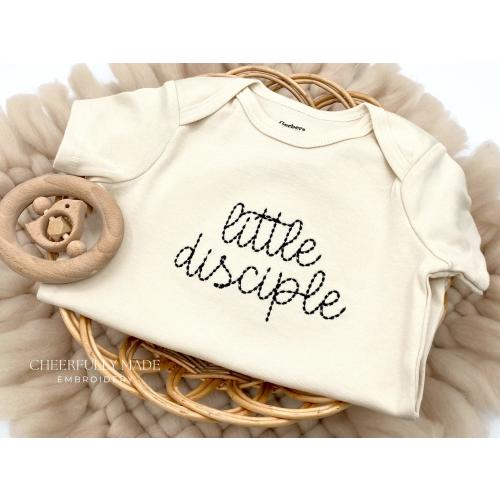 Hand Stitch little disciple Bodysuit, Christian Baby Gift, Christian Baby Clothing, Faith Bodsuits, Child of God, Christian Baby Shower Gift