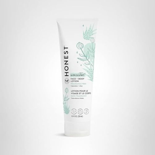 The Honest Company Hydrating Face + Body Lotion | Fast Absorbing, Naturally Derived, Hypoallergenic | Fragrance Free Sensitive, 8.5 fl oz