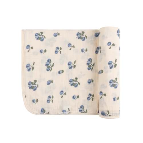Plum Print Color BLUE Muslin Swaddle