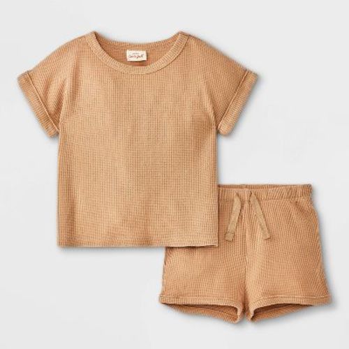 Baby Waffle Top & Bottom Set - Cat & Jack™ Blue 3-6M