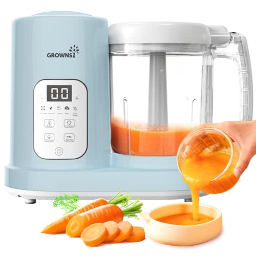 GROWNSY Baby Food Maker Homemade Baby Food All-in-One Baby Food Puree Blender Steamer Grinder Mills Machine Auto Cooking & Grinding with Self Cleans Touch Screen LCD Display, BPA Free
