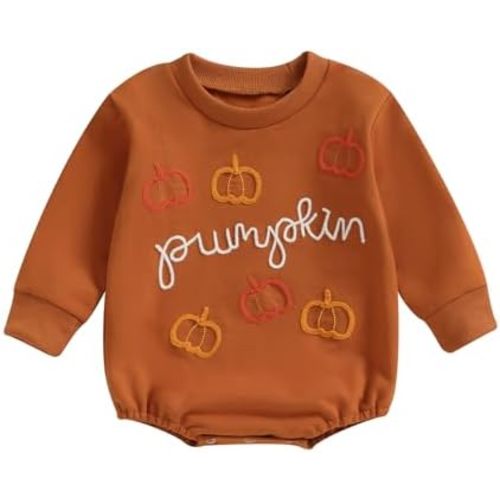 Baby Girl Halloween Outfit Fall Newborn My First Halloween Outfits Infant Sweatshirt Bubble Romper Pumpkin Clothes