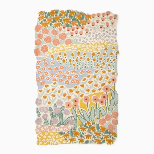 Rainbow Flower Tufted Wool Rug 5’x8’