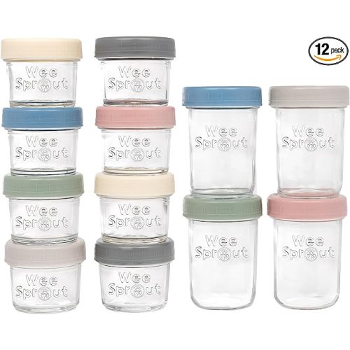 WeeSprout Glass Baby Food Storage Jars with Lids