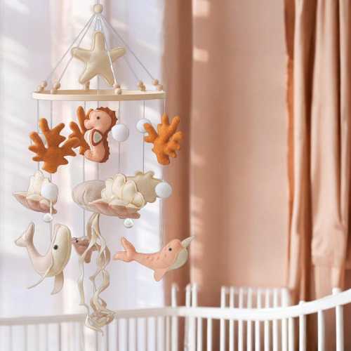 Handmade Sea Animal Mobile: Felt Crib Ocean with Whale, Sea horse, Snuggsy Neutral Nursery Decor & Baby Shower Gift