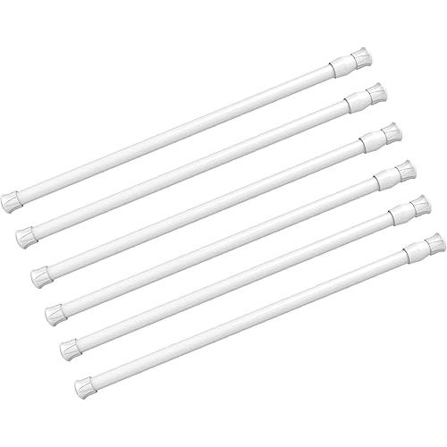 6 Pack Spring Curtain Rod Adjustable Length for Kitchen, Bathroom, Cupboard, Wardrobe, Window, Bookshelf DIY Projects